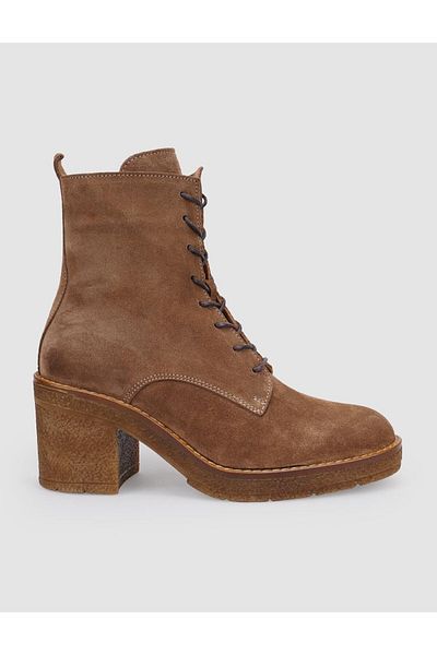 Cabani 100% Genuine Leather Tan Suede Lace up Zippered Women's Boots