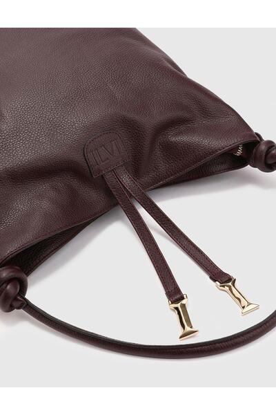 İLVİ Lore Women's Shoulder Bag - Burgundy Genuine Floater Leather