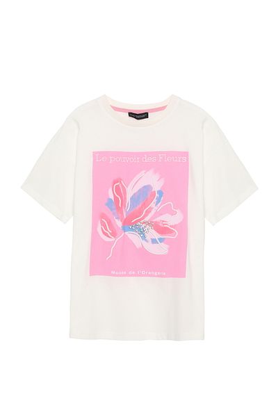 Quzu Κεντημένο T-Shirt με Πέτρινα Αξεσουάρ Εκρού
