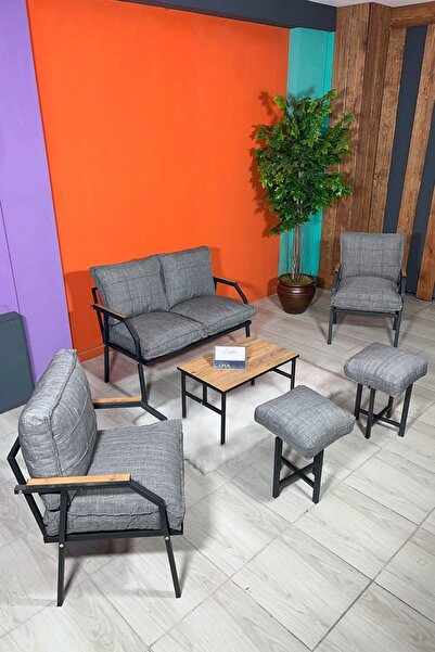 UFUK HOME Linda 2+1+1 Sehpalı Bahçe Balkon Takımı,Balkon Mobilyası,Teras Takı...