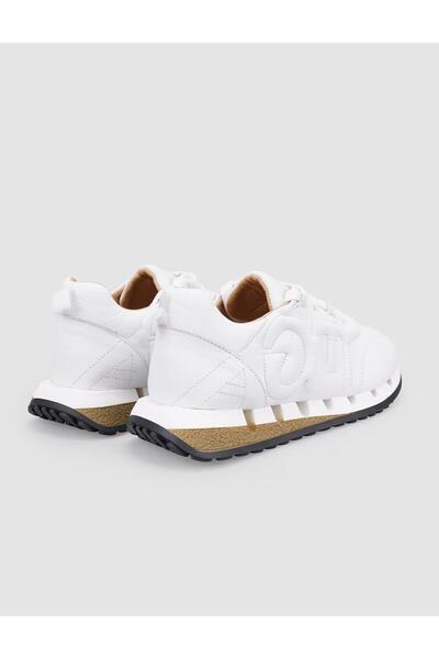 Cabani 100% Genuine Leather White Lace-Up Women's Sports Shoes