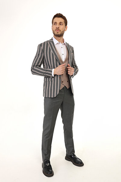 Jan Carlucci Kombinli Slimfit Vest Set Suit