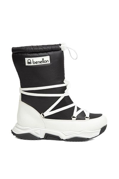 Benetton Μαύρα/Λευκά Γυναικεία Μποτάκια Ψυχρά & Αδιάβροχα BN-30392