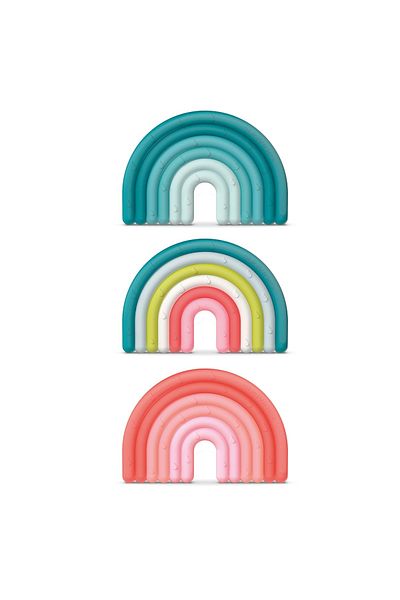 Suavinex Inel de denti?ie din silicon Curcubeu, multicolor, Suavinex