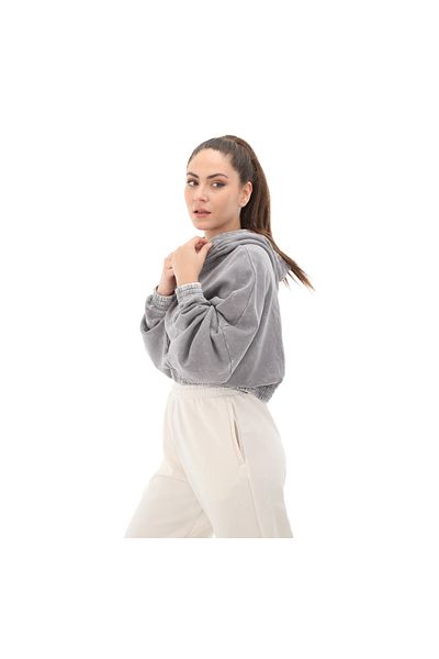 adidas Hanorac gri pentru femei adidas IW5492-K Wash Crop Hood