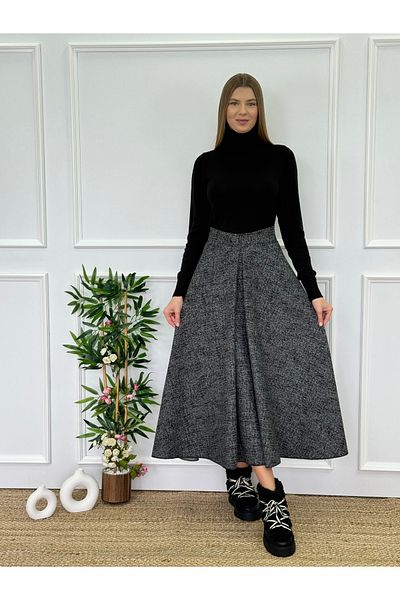 Moda Lippa Gray Winter Flared Skirt