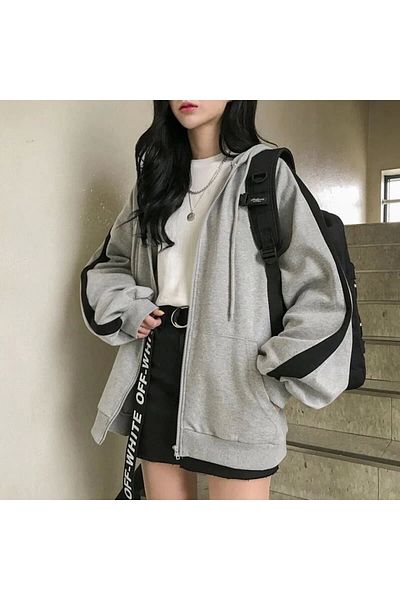 1blood Gray Black Striped Cardigan