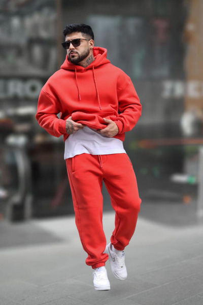 YAKAMEL Ανδρικό άνετο σετ φόρμας unisex από χοντρό βαμβάκι