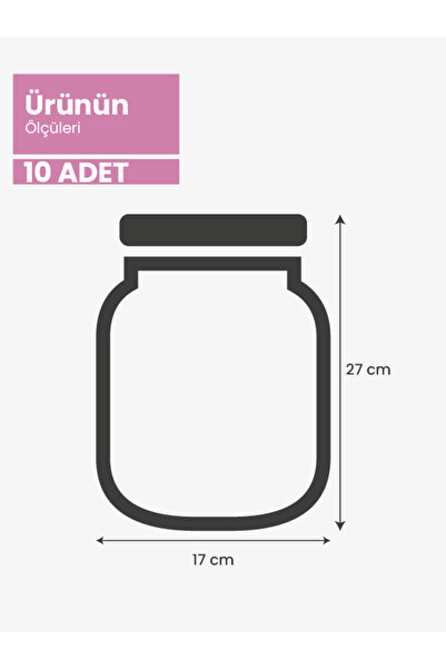 PALPAK Büyük Boy Gümüş Metal Kapaklı Kavanoz Görünümlü Saklama Poşeti 17x27 Cm-10 Adet-1000 ml