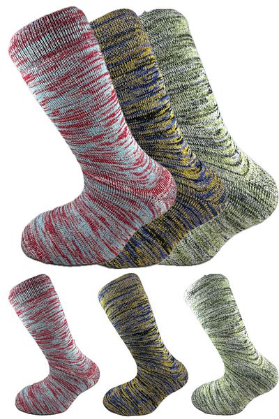 SİHİRLİ AYAKLAR Colorful 3 Pairs Thermal Unisex Men's and Women's Socks - Thick and Warm Heat Sink 38-42