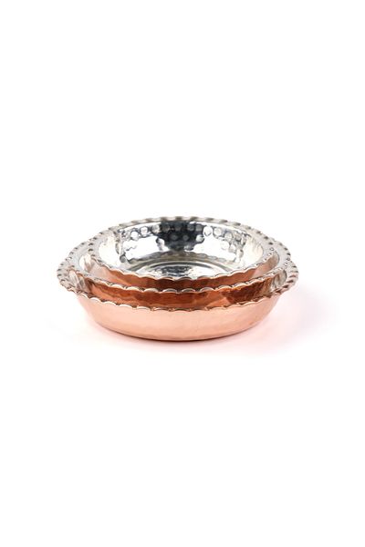Zinnun 3-Piece Copper Plate Breakfast Snack Bowl - 12-11-9 cm