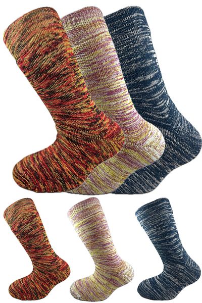SİHİRLİ AYAKLAR Colorful 3 Pairs Thermal Unisex Men's and Women's Socks - Thick and Warm Heat Sink 38-42