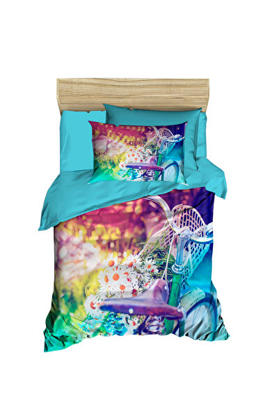 Fabeteks Bicycle Floral 3D Digital Single Duvet Cover Set