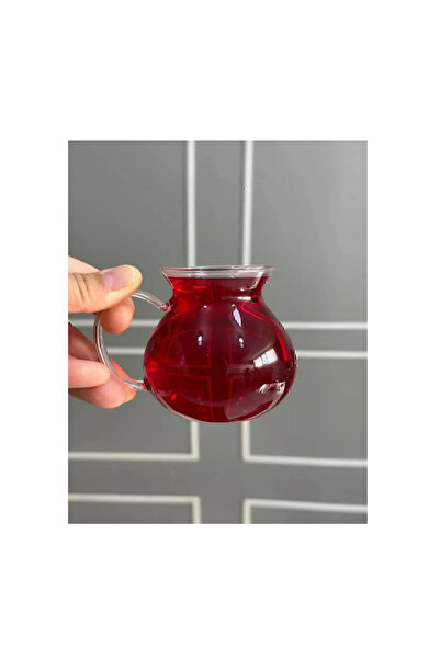 Genel Markalar Keyfi Ala Borosilikat Cam Kulplu Çay Bardağı 220ml Bardak 1 Adet