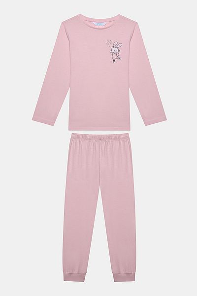 Penti Cotton Girls' Bunnies Multicolor 2-Piece Pajamas Set