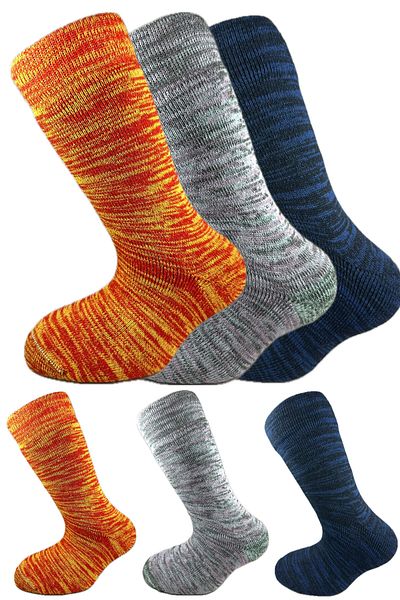 SİHİRLİ AYAKLAR Colorful 3 Pairs Thermal Unisex Men's and Women's Socks - Thick and Warm Heat Sink 38-42