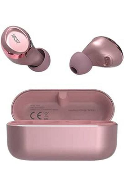 HiFuture Yacht Wireless Earbuds with Wind Noise Cancellation, Metal Charging Case, Waterproof, Pink
