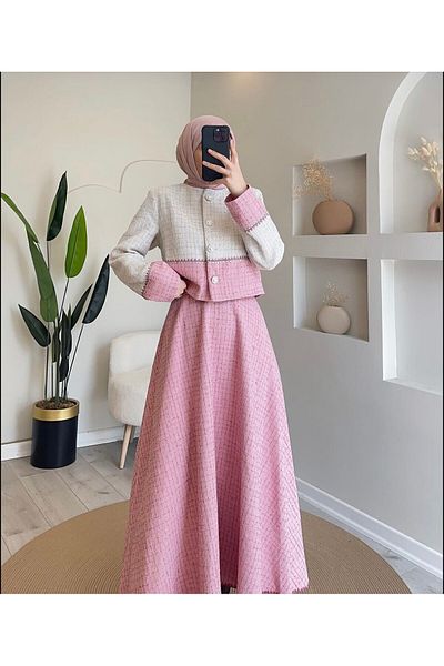 Esre Store 44101 - Pink Hijab Double Set