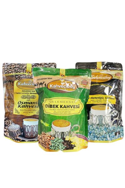 Kahvecibey Geleneksel Kahve Seti - Menengiç, Dibek ve Osmanlı Kahvesi (200g x 3) | Gerçek tat