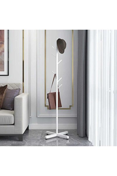 TRENDESK Metal Beyaz Ayaklı Askılık Portmanto Modern Elbise Askısı Konfeksiyo...