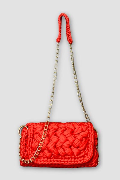 Uretti - Geantă roșie încrucișată Saime 7243 Handmade Macrame Rope