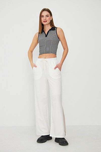 Avones Γυναικείο παντελόνι φούτερ με τσέπες με σκίσιμο πόδι