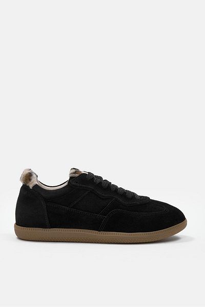 NILUFARR Mina Black Suede Genuine Leather Women's Sneakers