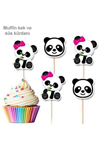 Parti Dükkanım أعواد أسنان على شكل قوس وردي باندا 10 قطع