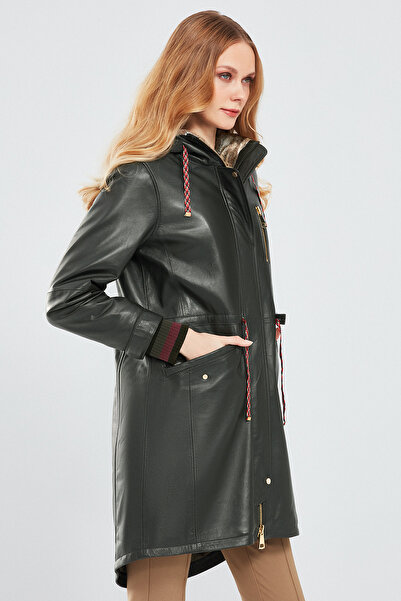 Derimod Valentina Women's Green Fur Leather Parka 17Wge 544147