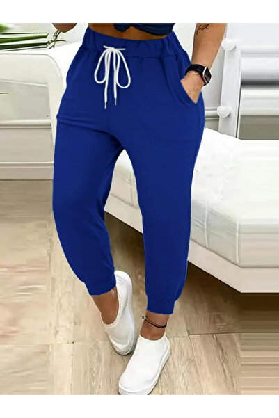 buğrahayalin Women's High Waist Pocket Waist Lace up Two Thread Tracksuit