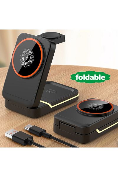 Choice Magnetic Wireless Charger For iPhone 16 15 14 13 12 Pro Max/Mini/Plus/ iWatch/Airpods Foldable Wi...