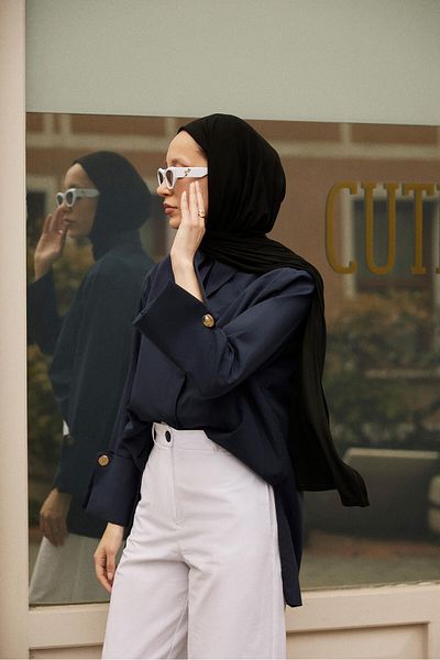 Touché Privé قميص بوبلين - أساور واسعة