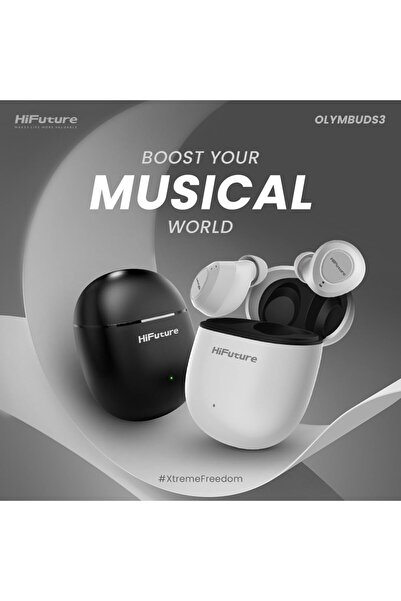 HiFuture OlymBuds3 Wireless Earbuds, Up to 25Hrs Playtime, Waterproof, AI Voice Assistant, White