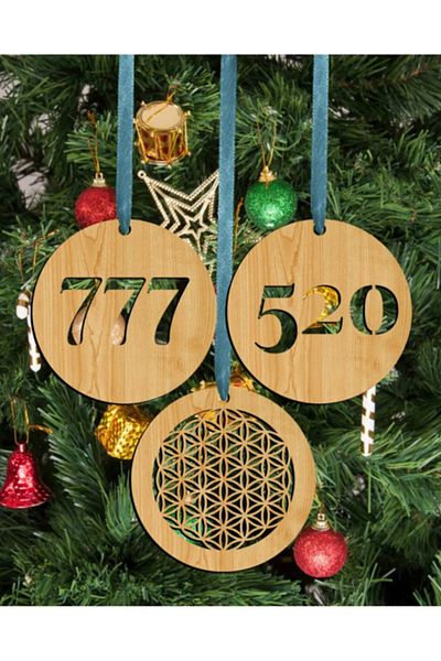 woody toys Christmas Ornaments - 777, 520, Flower of Life Wooden Christmas Ornament