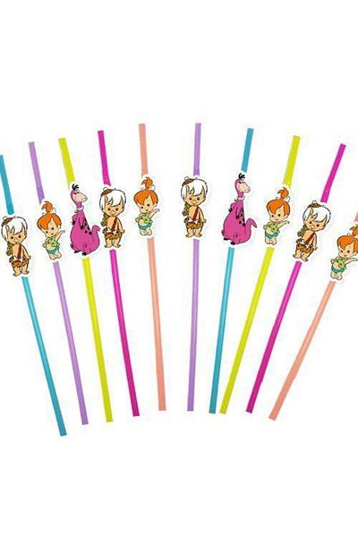 Parti Dükkanım Stone Age Pebble/bambam Artistic Straws 10 Pieces