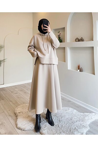 Esre Store 44112 Tesatura de scufundare bej - Set dublu Hijab