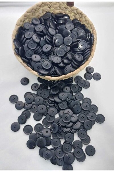 Tasarım لون أسود زر بوليستر قطر 1.8 سم 20 قطعة.