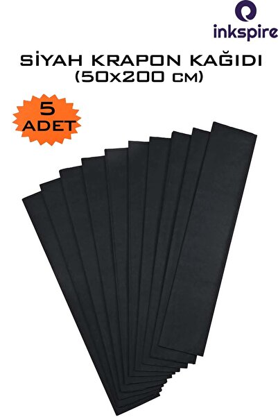 inkspire Krapon Kağıdı 50x200 Cm 5 Adet Siyah Renk 1 Paket Grapon Kağıt Grafo...