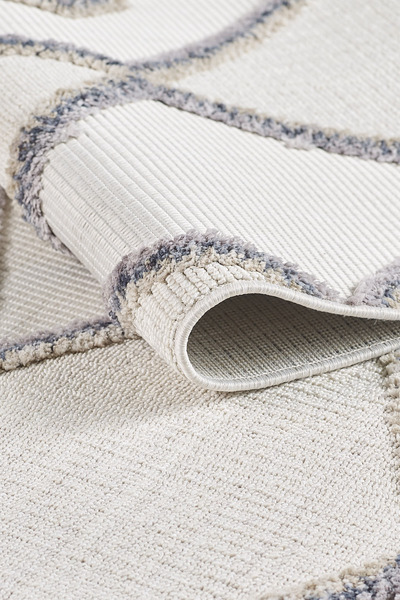 Empera Ibiza - Bold Geometrik Çizgili Toz Vermeyen Iskandinav Desen Saçaklı Halı