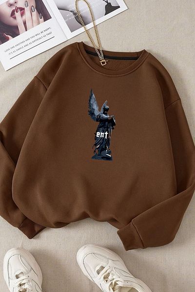 Moda Glo Hanorac vintage din bumbac cu decolteu rotund unisex
