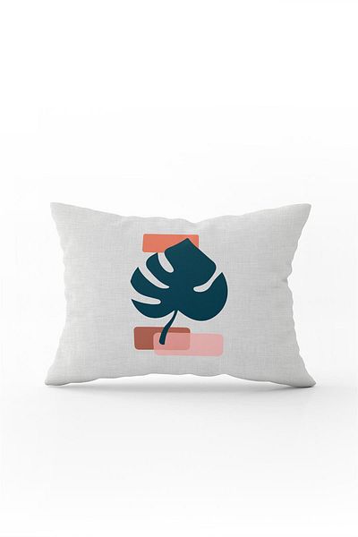 Cango Home Navy Blue Orange Modern Style Leaf Patterned Digital Printed Throw Pillow Pillow Case Cgh687-3550 Pair