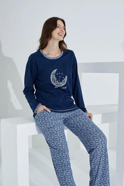 Etoile 98142 Women's Long Sleeve Pajama Set Dark Blue