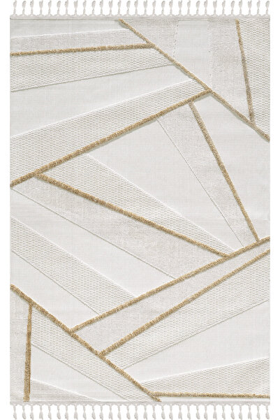 Empera Ibiza - Vella Geometrik Toz Vermeyen Iskandinav Desen Saçaklı Halı