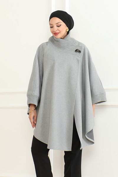 KADEEM Gray Knitwear Poncho