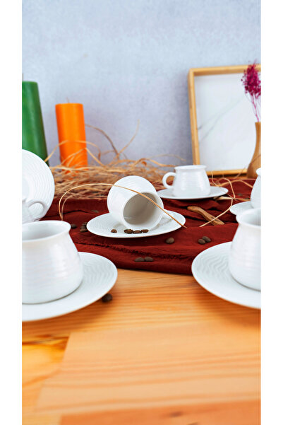 Bambum Lara - 6 Kişilik Porselen Kahve Fincan Takımı Sea