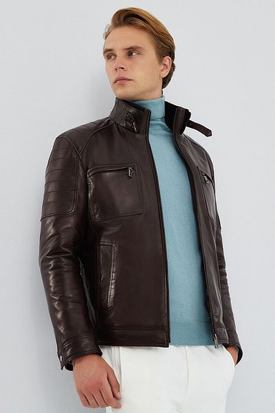 Derimod Men's Burgundy Leather Jacket - Rodri 23wgd6499hn