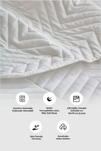 Evlen Home Collection Ross 100% Cotton Double Bedspread - Quilted Stripe, Casual Cream, Off-White