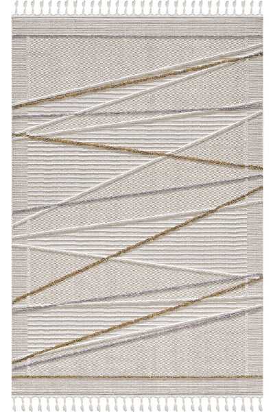 Empera Ibiza - Marilla Geometrik Toz Vermeyen Iskandinav Desen Saçaklı Halı