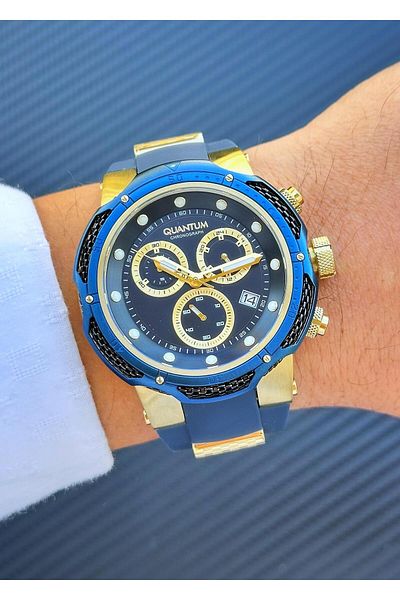 Quantum Hng1051.299 Steel Case Silicone Band Men's Wrist Watch