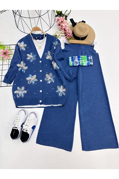 YEDİLALE Flowered Knitting Double Set